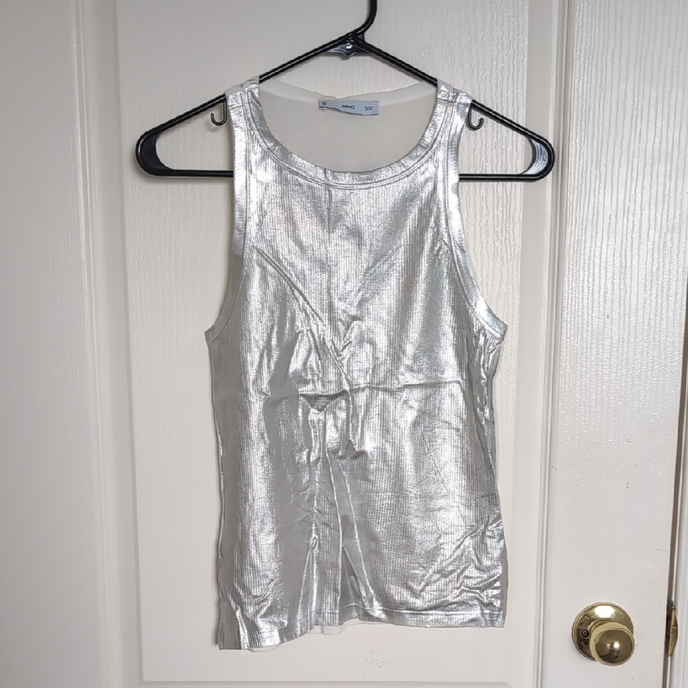 Mango Metallic Silver Tank Top